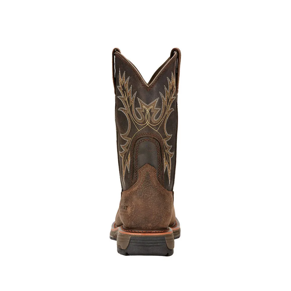 ARIAT COMPOSITE TOE 11 INCH WORKHOG WIDE SQUARE TOE H2O BRUIN BROWN - MENS