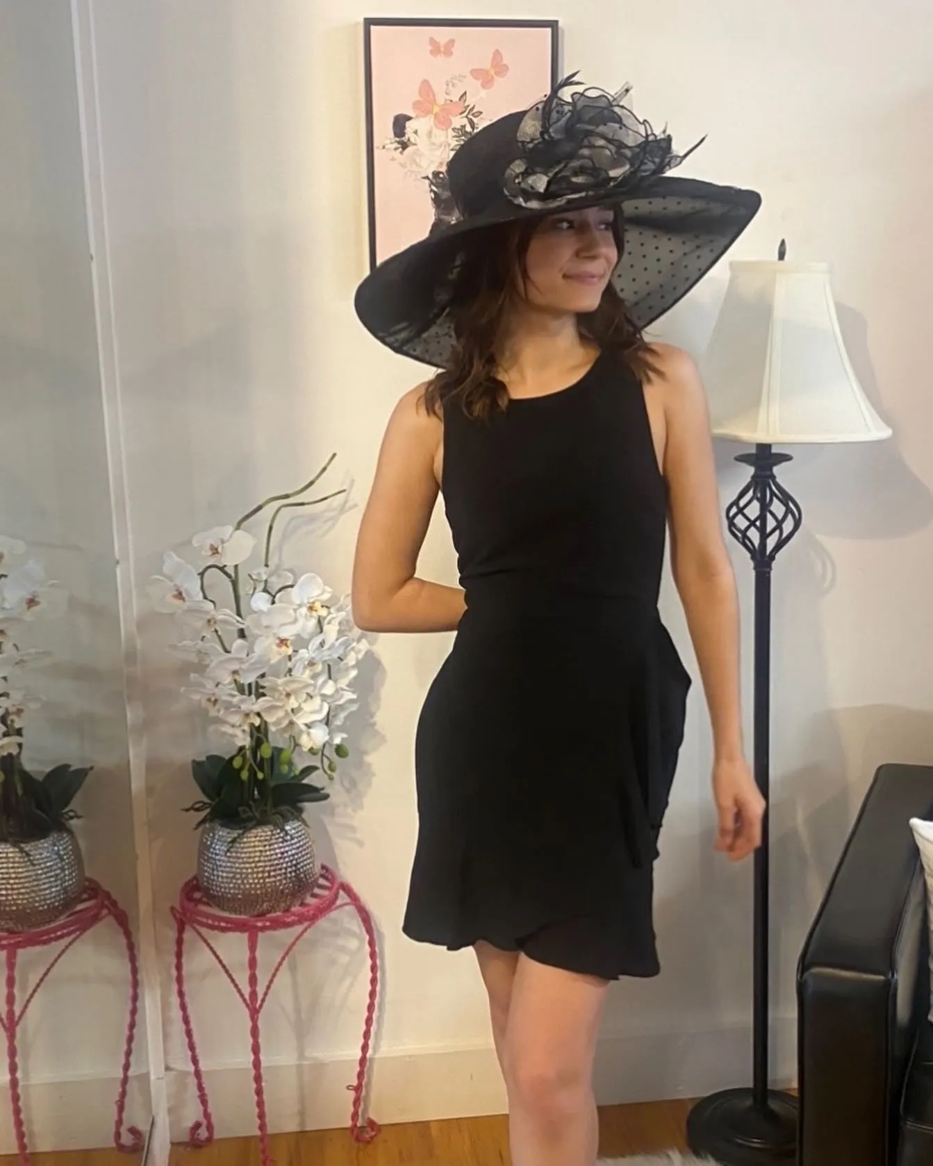 Black Fit and Flare Ruffle Sleeveless Dress