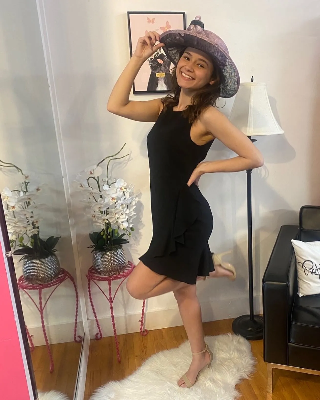 Black Fit and Flare Ruffle Sleeveless Dress