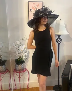 Black Fit and Flare Ruffle Sleeveless Dress