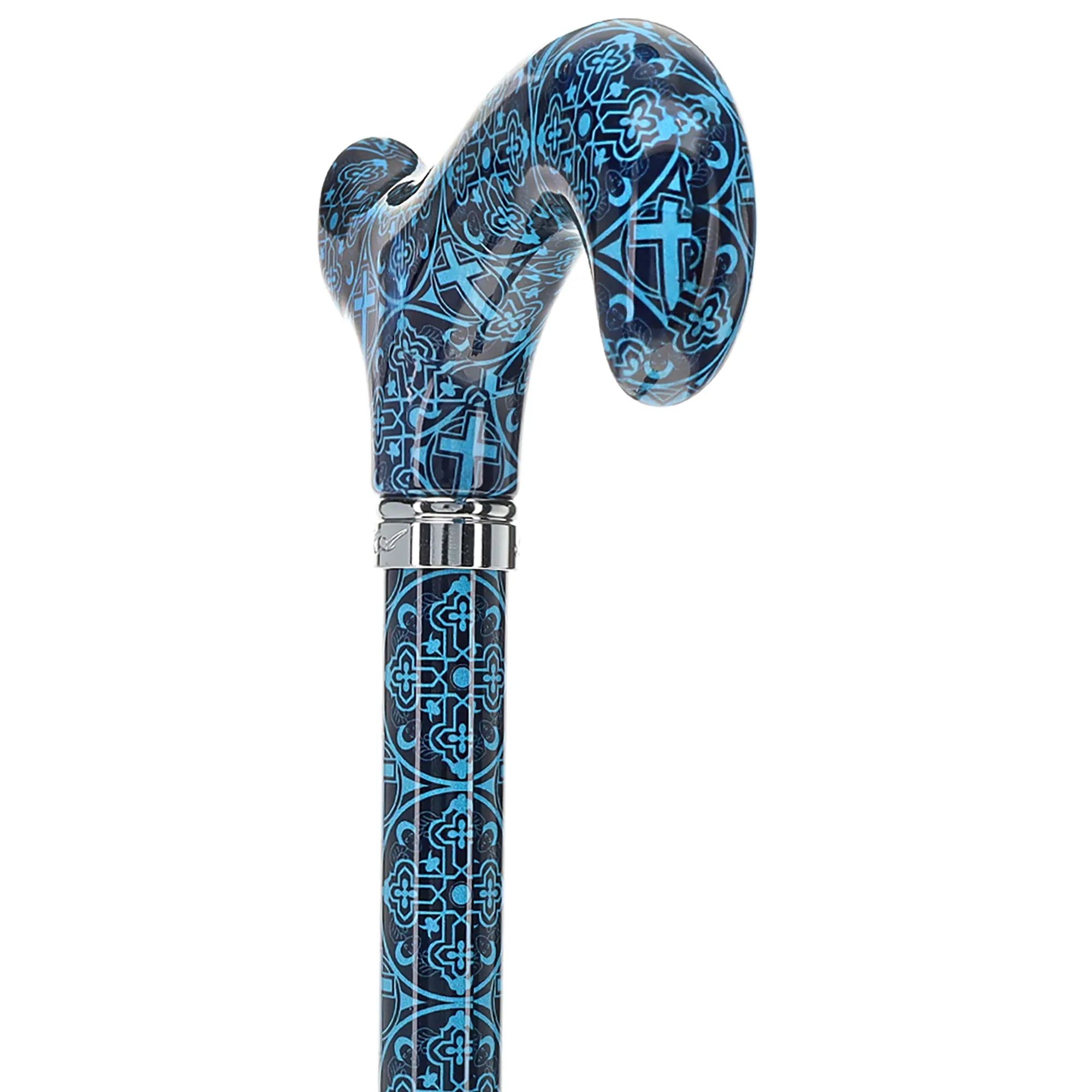 Blue Infinity Cross Designer Derby: Patterned Handle