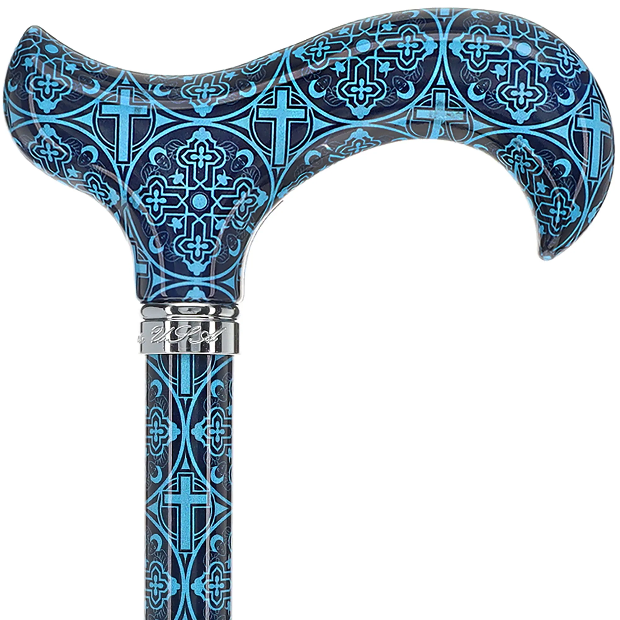 Blue Infinity Cross Designer Derby: Patterned Handle