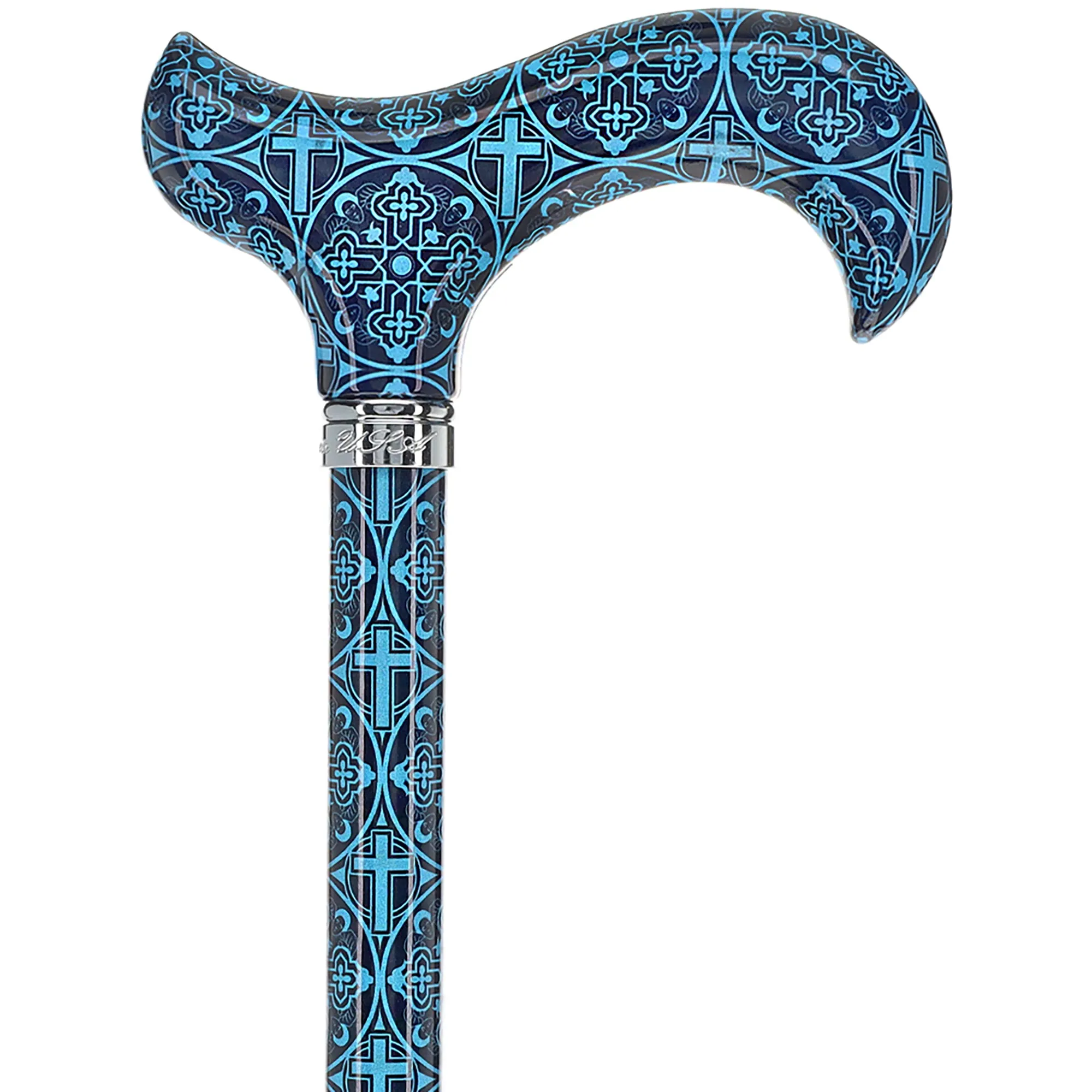 Blue Infinity Cross Designer Derby: Patterned Handle