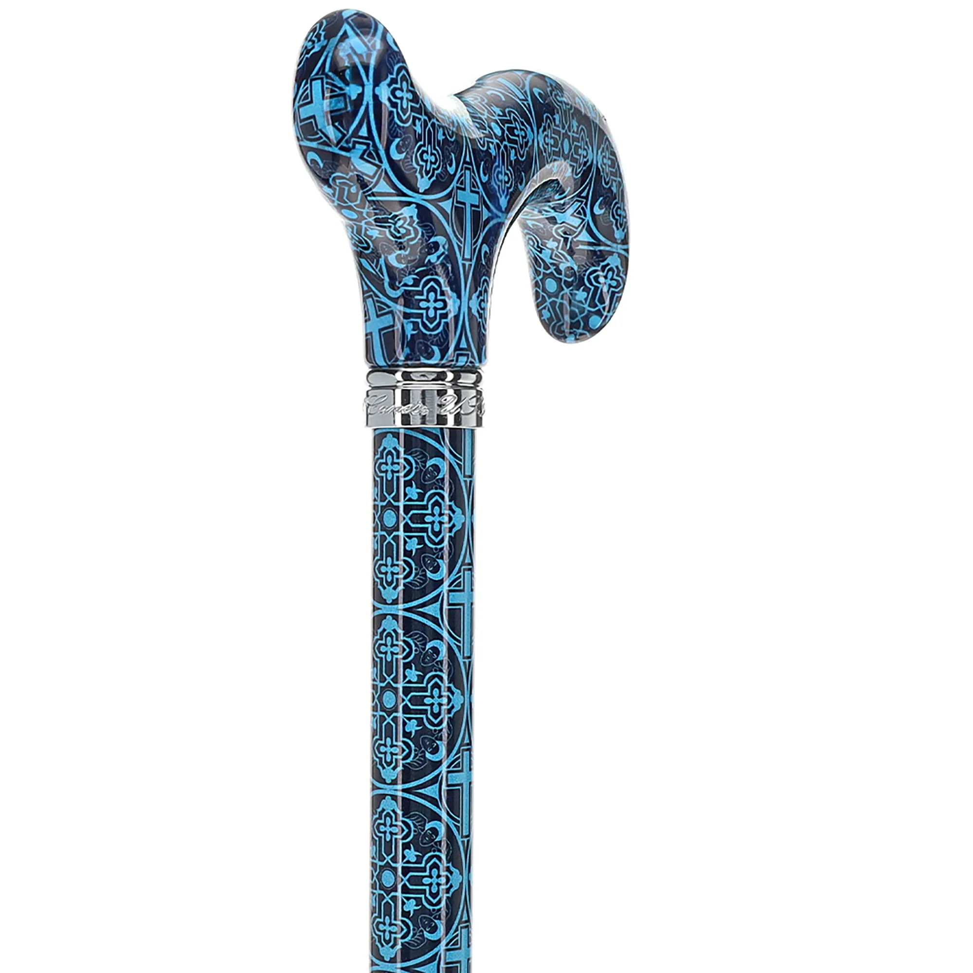 Blue Infinity Cross Designer Derby: Patterned Handle