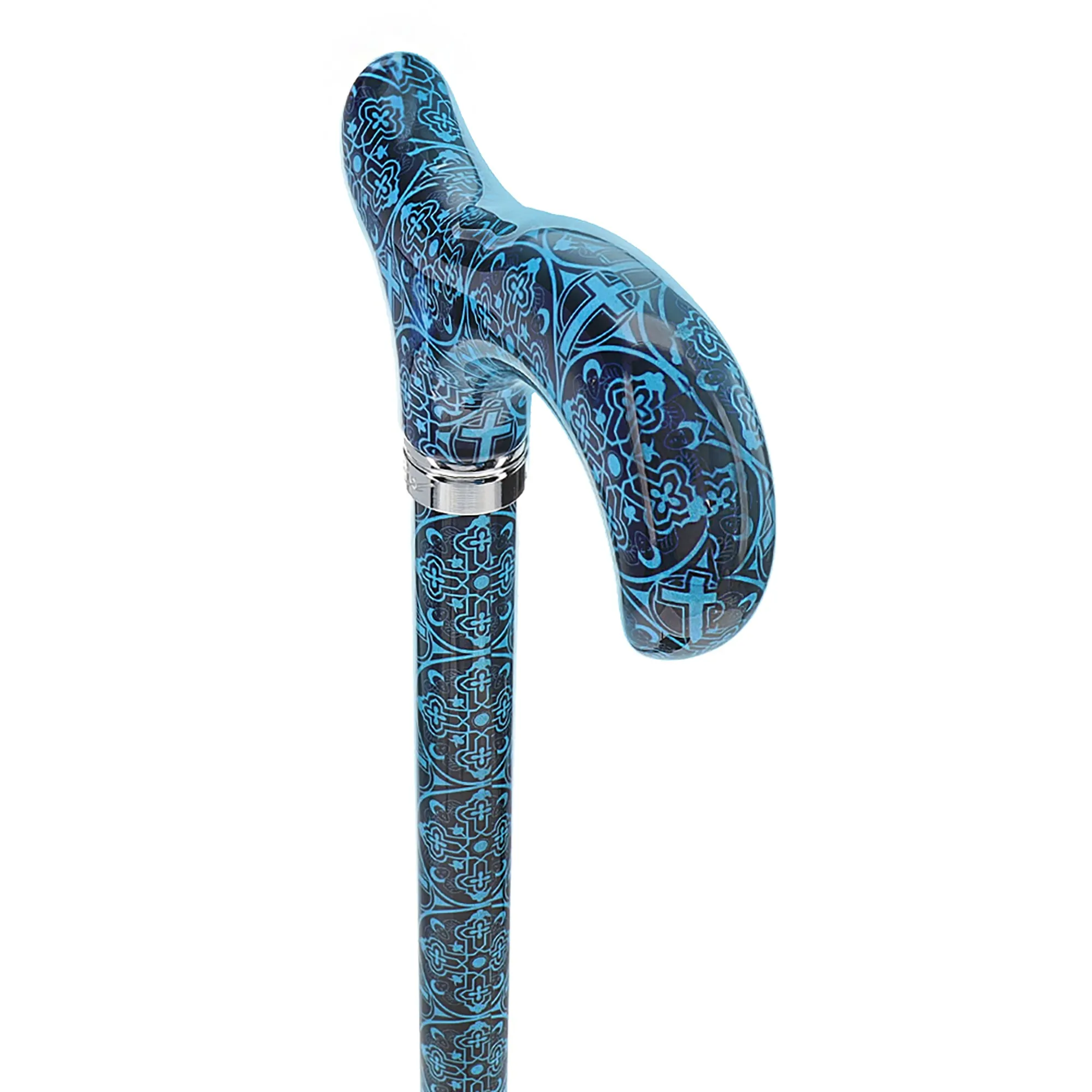 Blue Infinity Cross Designer Derby: Patterned Handle