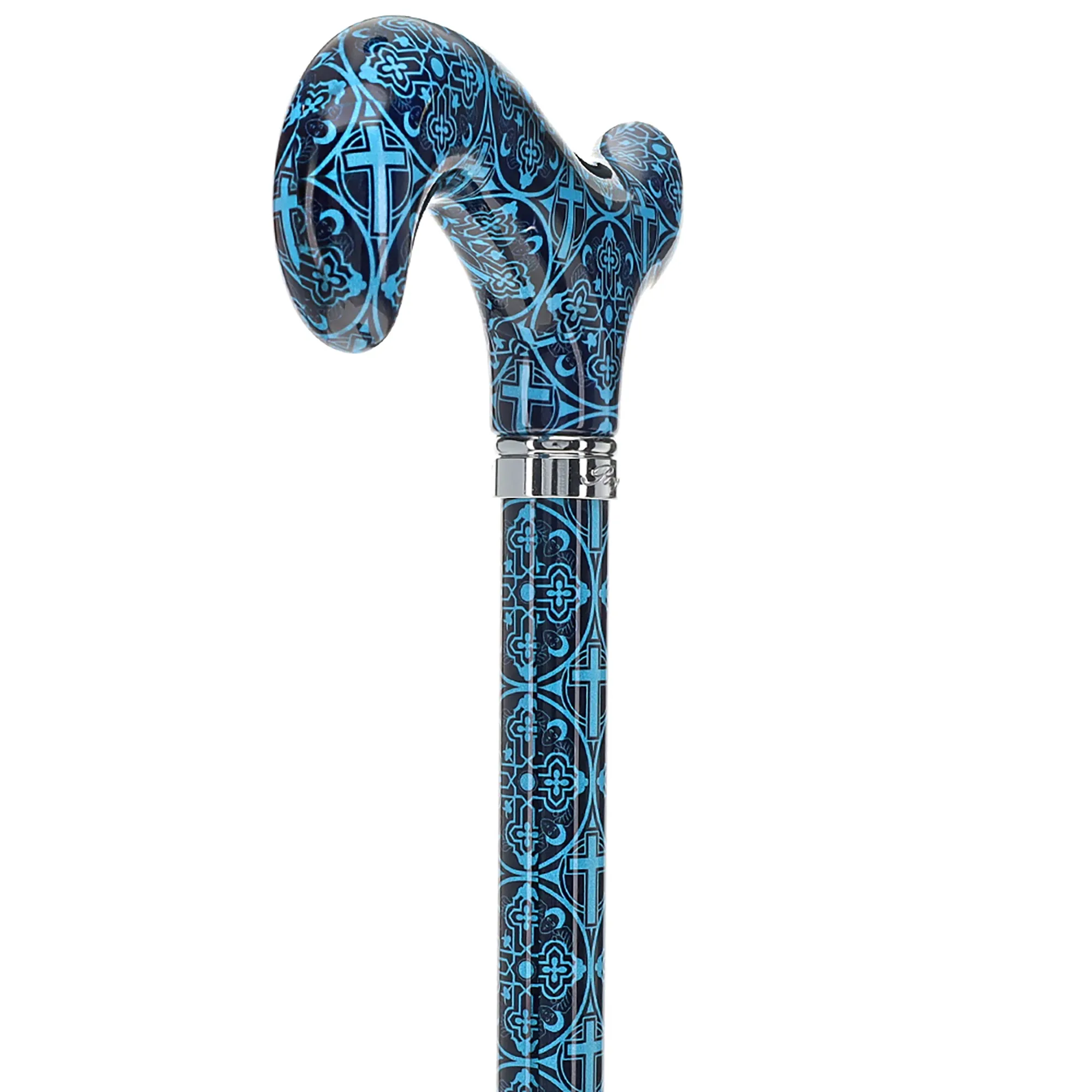 Blue Infinity Cross Designer Derby: Patterned Handle