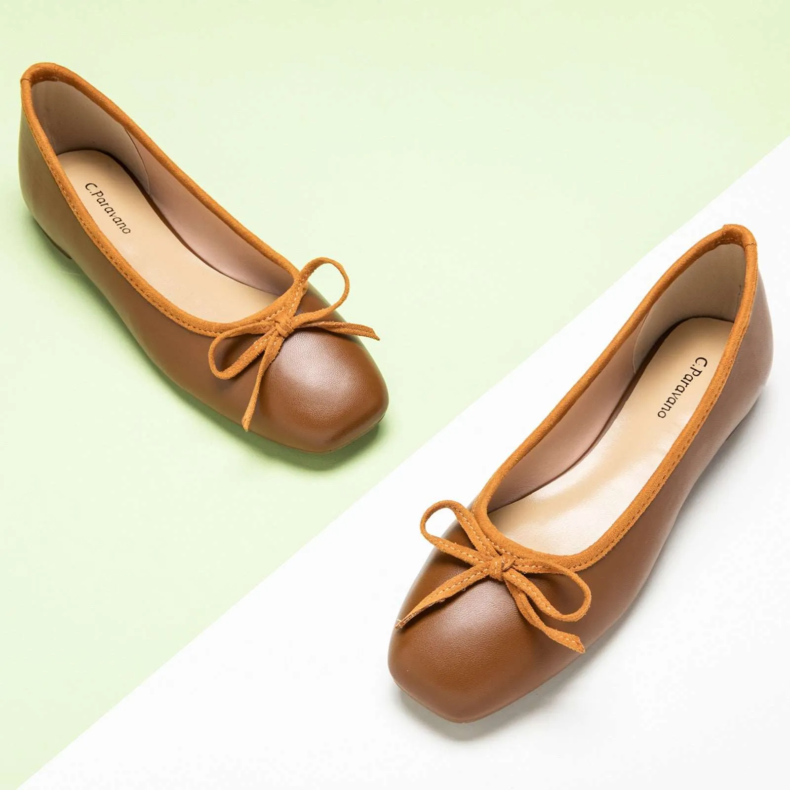Bowknot Ballet Flats (Elena) Brown