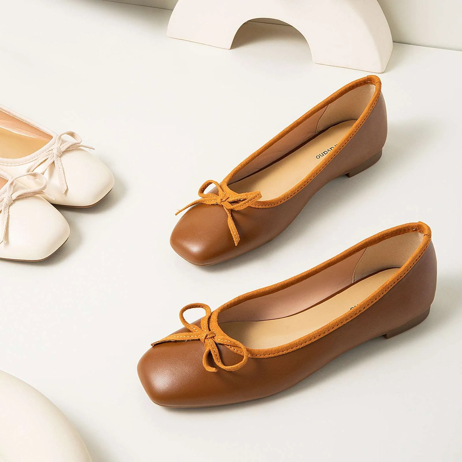 Bowknot Ballet Flats (Elena) Brown