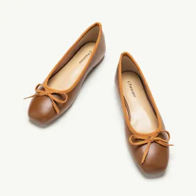 Bowknot Ballet Flats (Elena) Brown