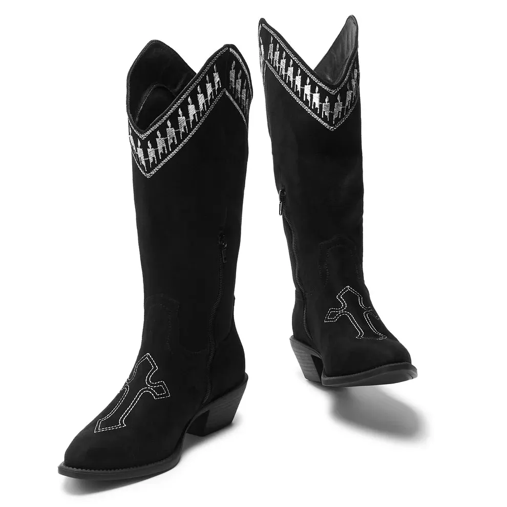 Broken Confessions Cowboy Boots - Black-Size 5-Clearance
