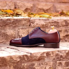 DapperFam Vero in Burgundy / Navy Men's Italian Leather & Italian Suede Derby