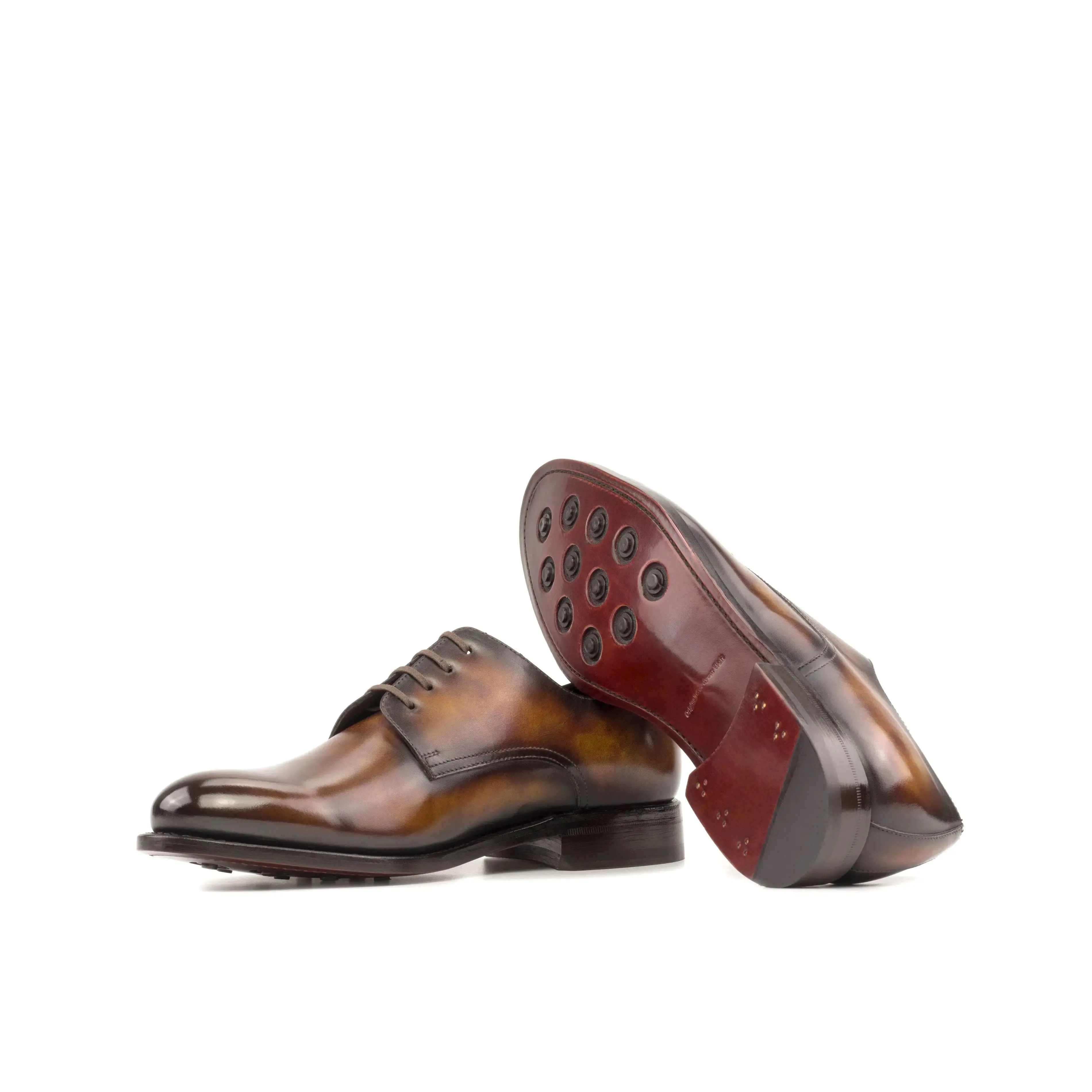 DapperFam Vero in Fire Men's Hand-Painted Patina Derby