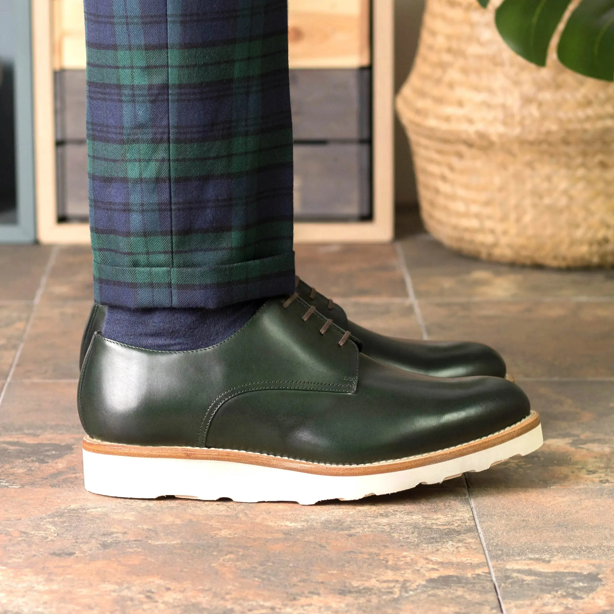 DapperFam Vero in Forest Men's Italian Leather Derby