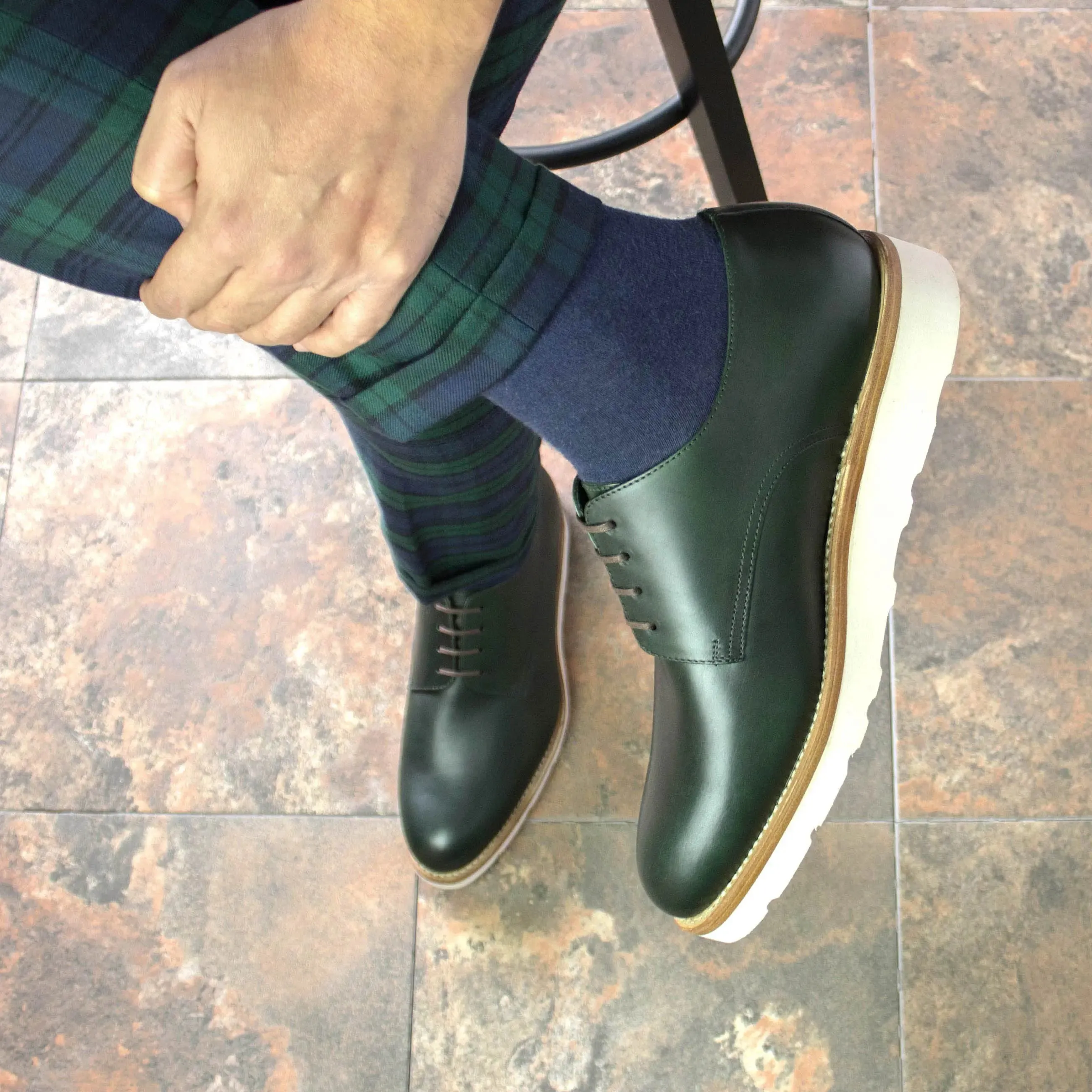 DapperFam Vero in Forest Men's Italian Leather Derby
