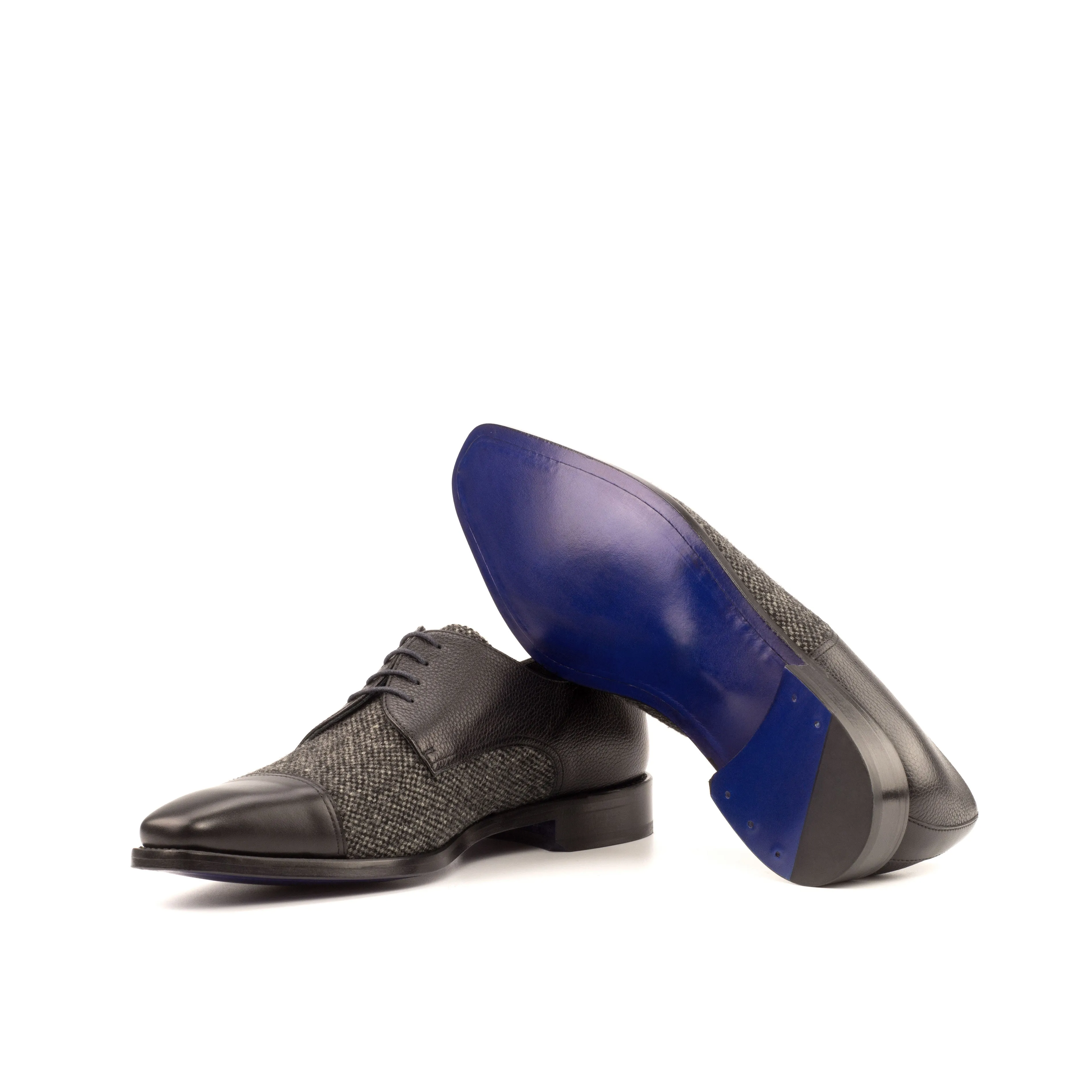 DapperFam Vero in Nailhead / Black Men's Sartorial & Italian Full Grain Leather Derby