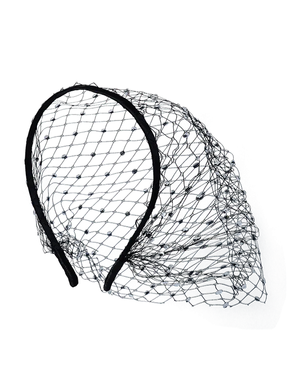 Darcey Black Diamante Netted Headpiece
