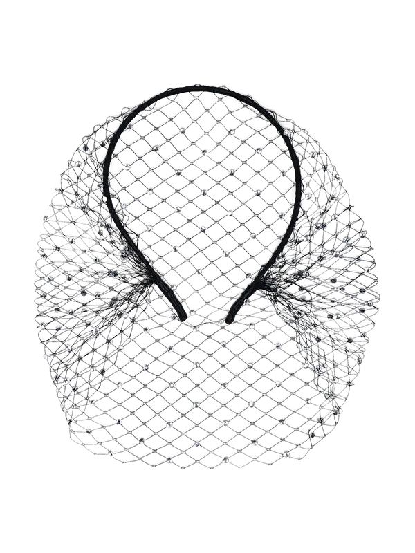 Darcey Black Diamante Netted Headpiece