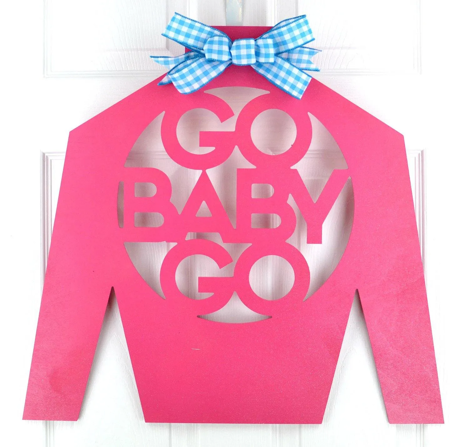 Derby Silk Door Hanger, Go Baby Go Jockey Silk, Customize your Colors