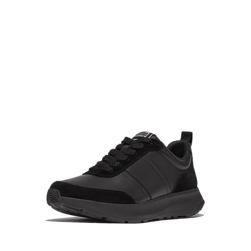 F-Mode Flow Mens Leather/Suede Sneakers - All Black