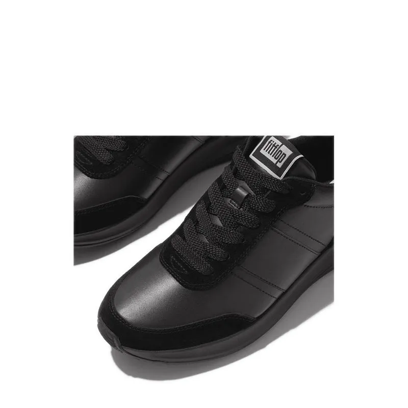 F-Mode Flow Mens Leather/Suede Sneakers - All Black