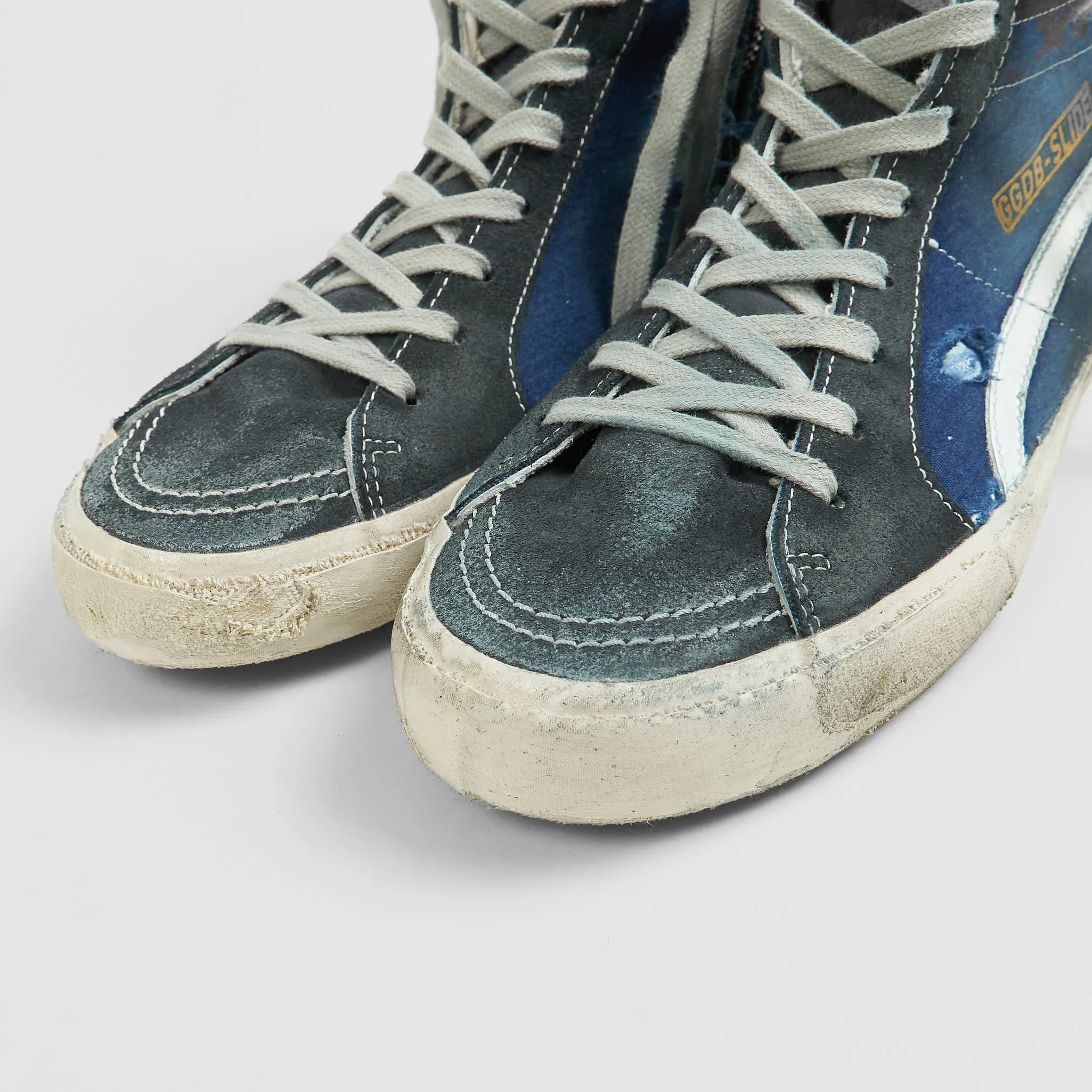 Golden Goose High Navy Used Slide Sneakers