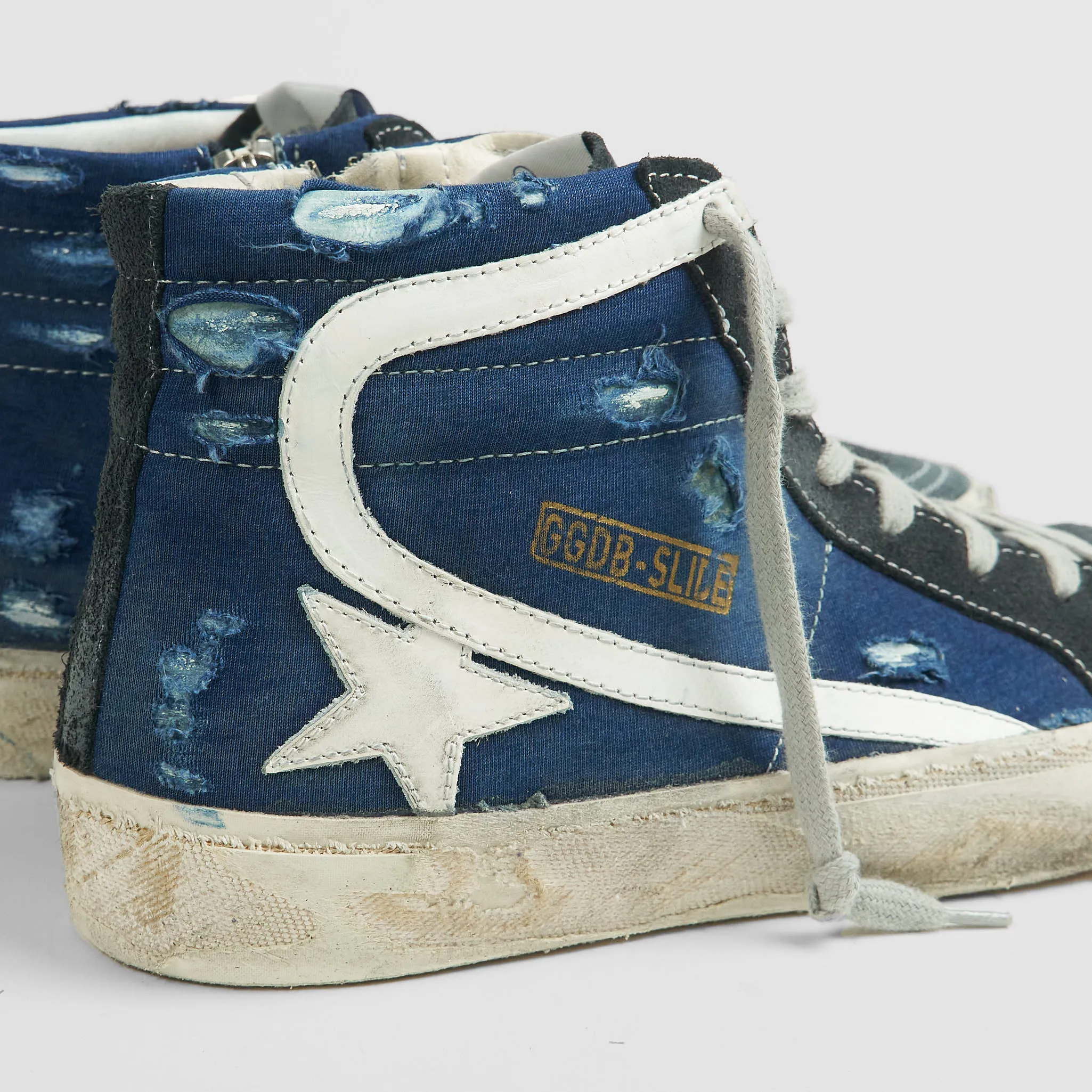 Golden Goose High Navy Used Slide Sneakers