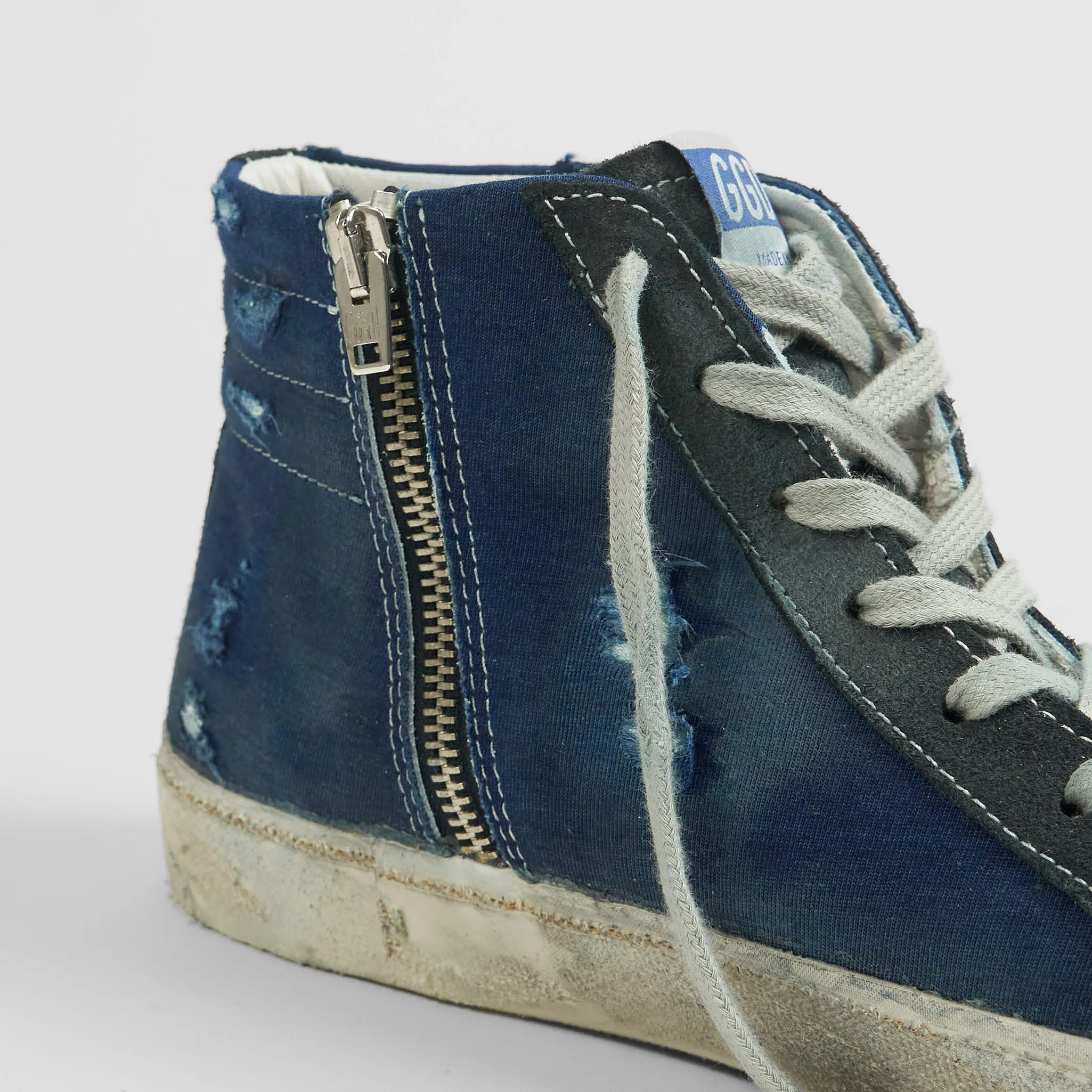 Golden Goose High Navy Used Slide Sneakers