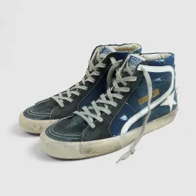 Golden Goose High Navy Used Slide Sneakers