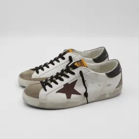 Golden Goose Superstar White Burgundy Suede and Napa Leather Sneakers