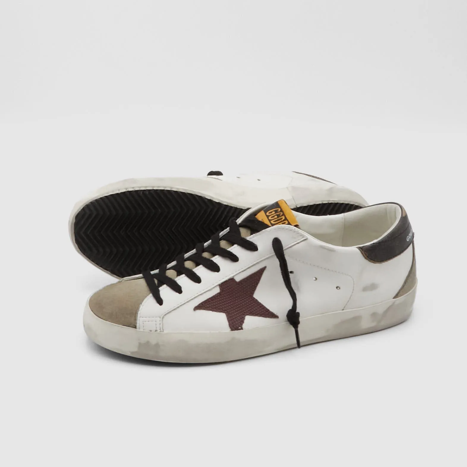 Golden Goose Superstar White Burgundy Suede and Napa Leather Sneakers