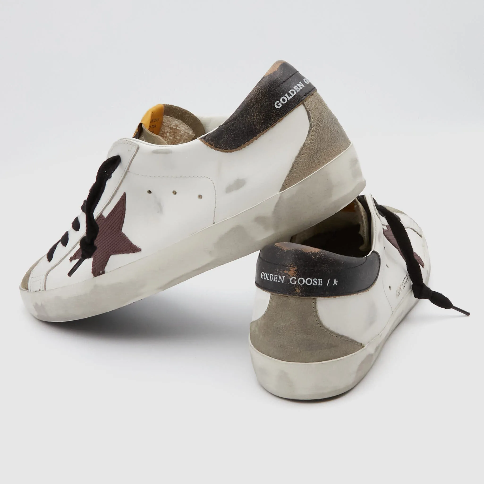 Golden Goose Superstar White Burgundy Suede and Napa Leather Sneakers