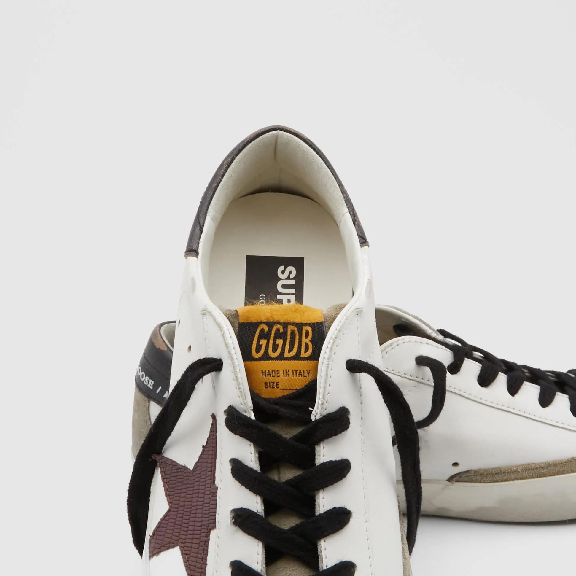 Golden Goose Superstar White Burgundy Suede and Napa Leather Sneakers