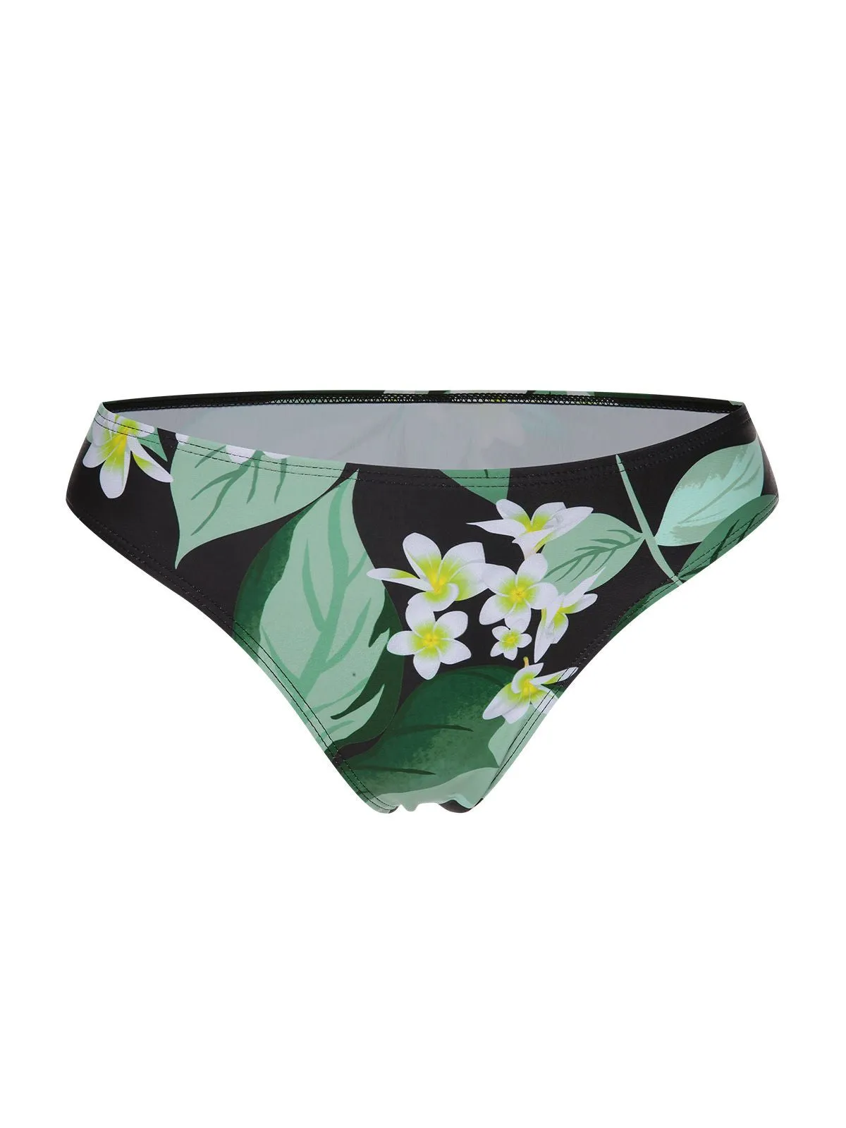 Green 1950s Plants Wrinkles Halter Swimsuit