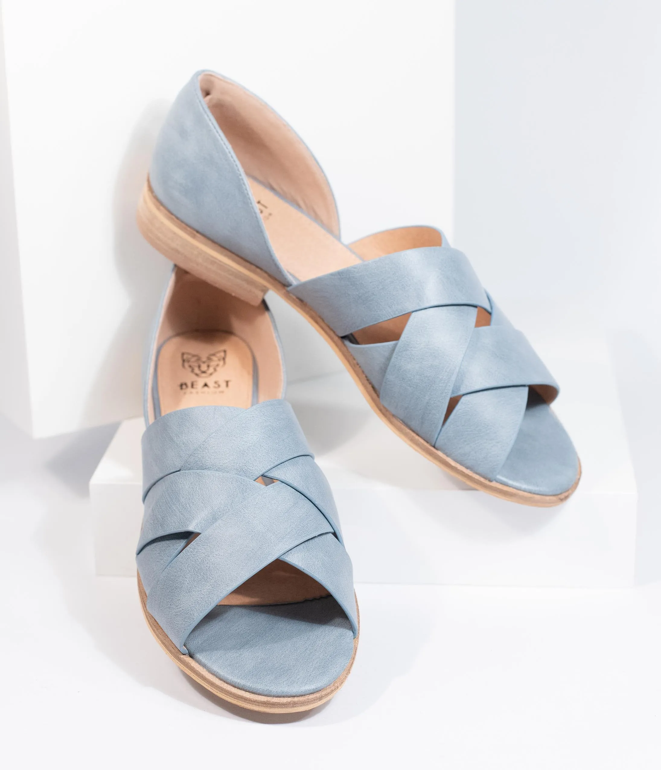 Grey Leatherette Woven Open Toe Sandals