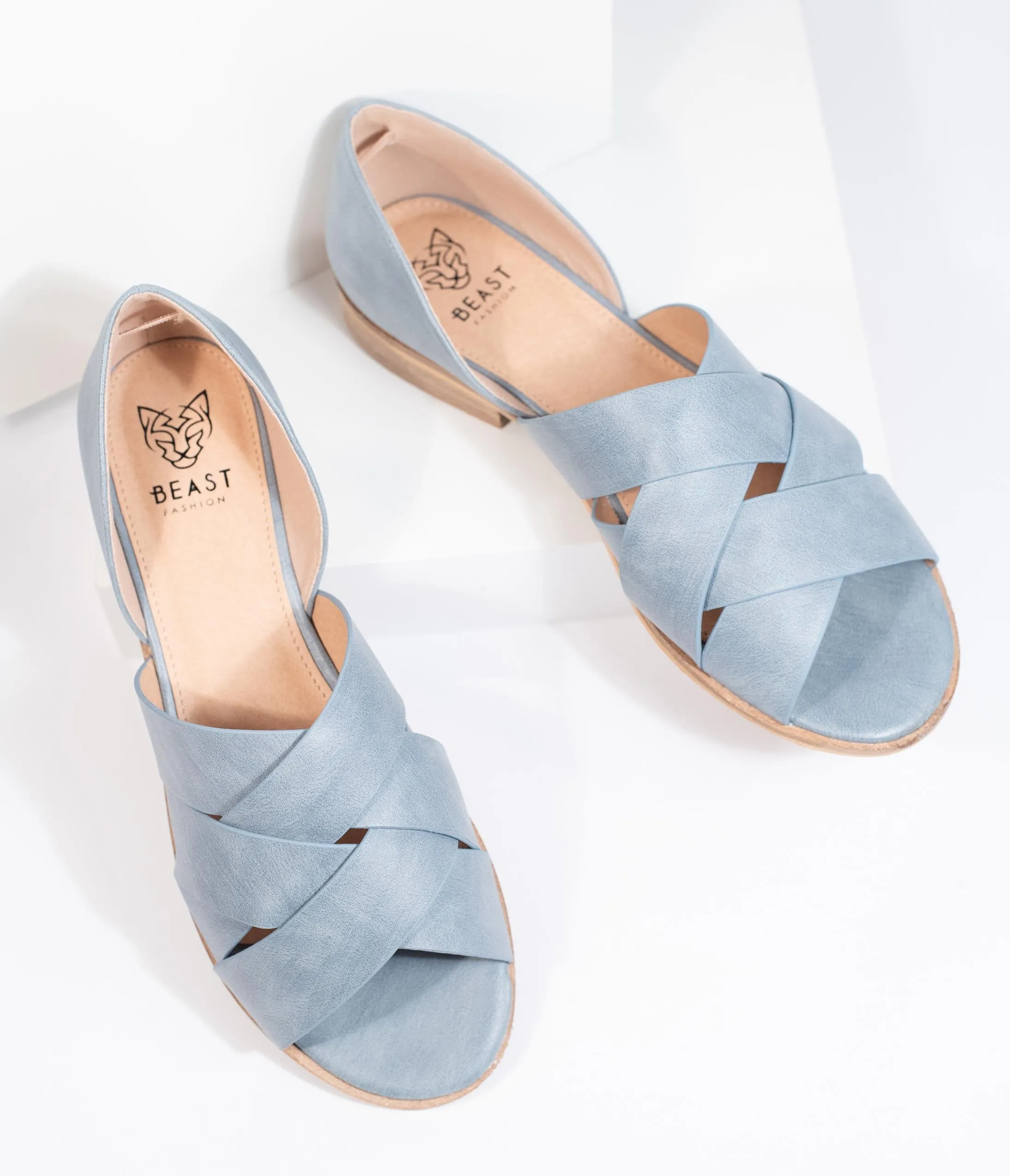 Grey Leatherette Woven Open Toe Sandals