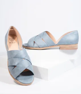 Grey Leatherette Woven Open Toe Sandals