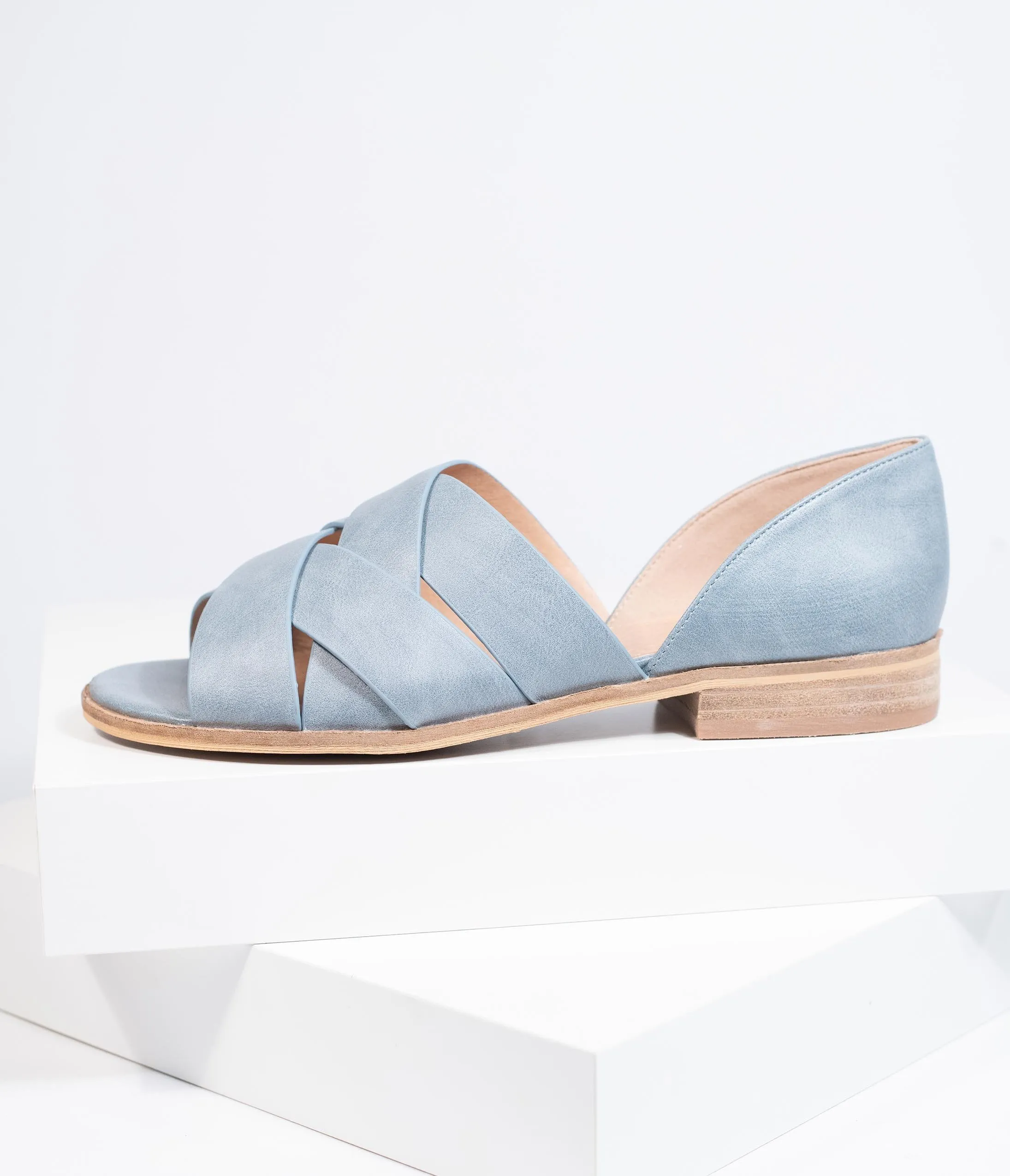 Grey Leatherette Woven Open Toe Sandals
