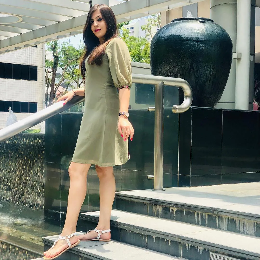 Half & Half Pista Green Dress