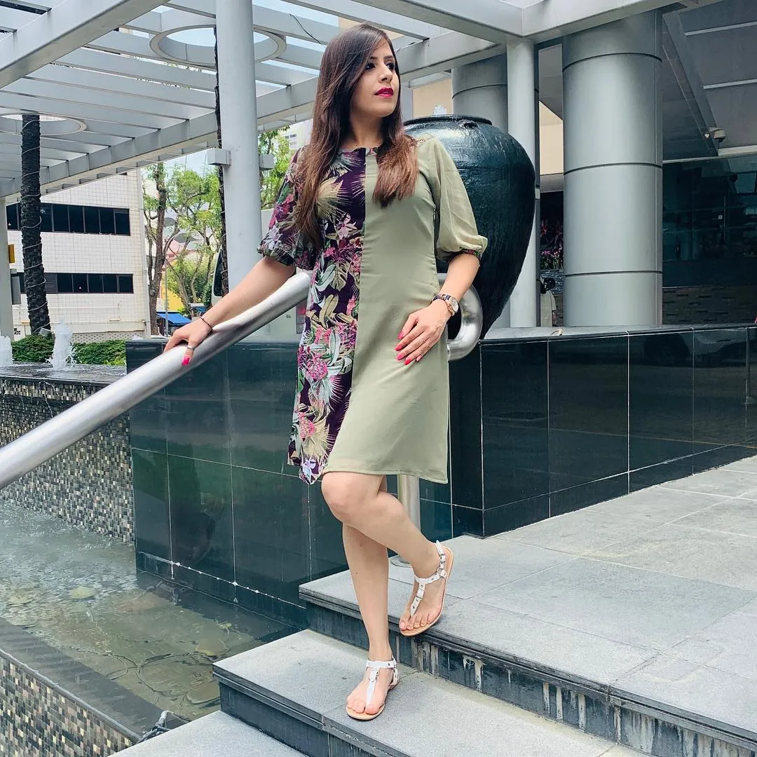 Half & Half Pista Green Dress