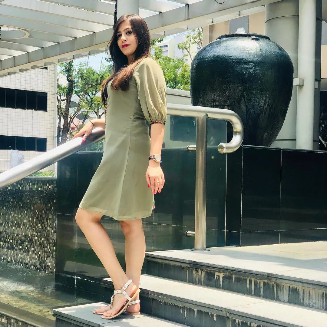 Half & Half Pista Green Dress