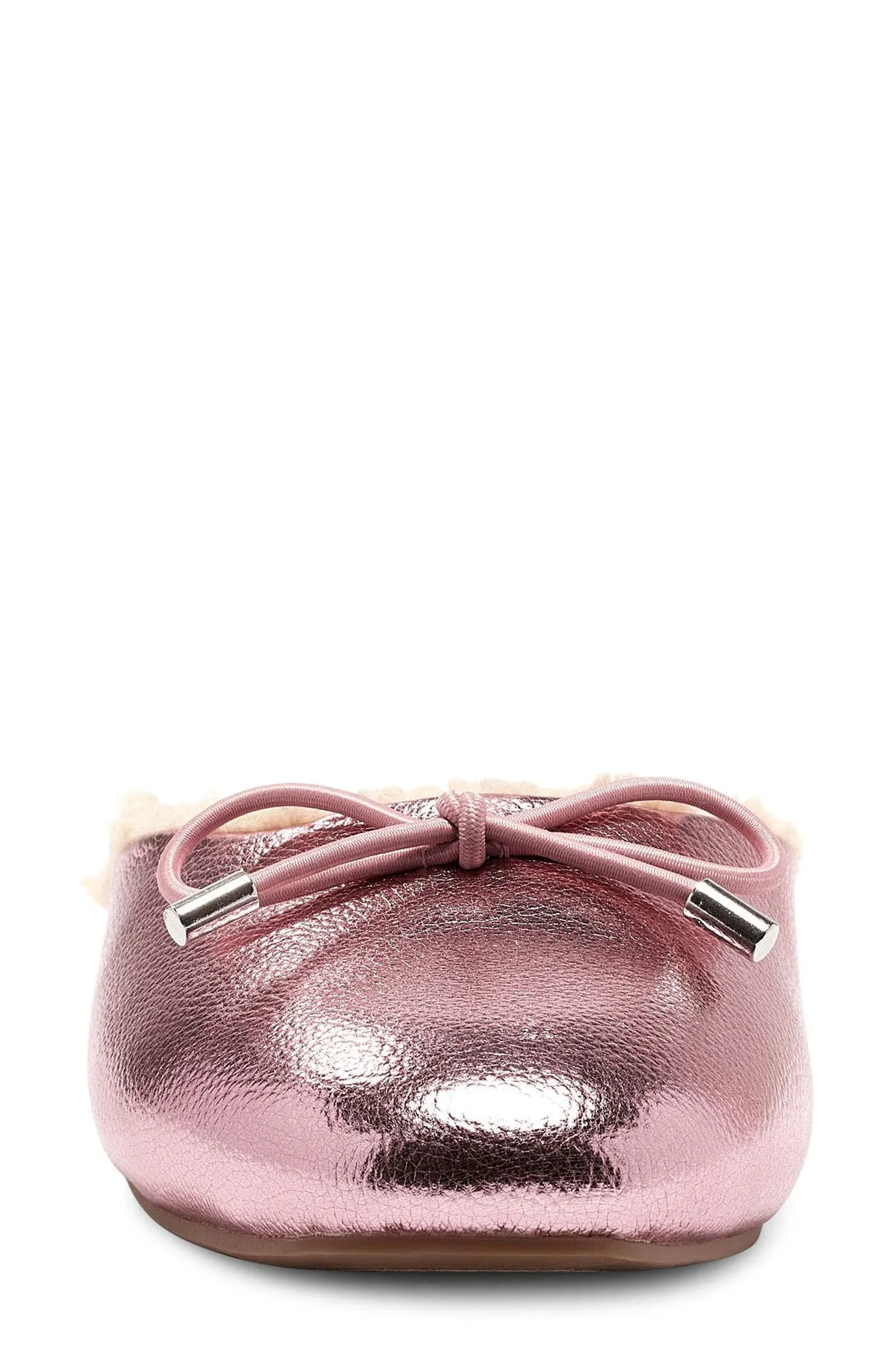 Jessica Simpson Tracee Metallic Pink Cozy Fur Round Toe Slip On Flat Slippers