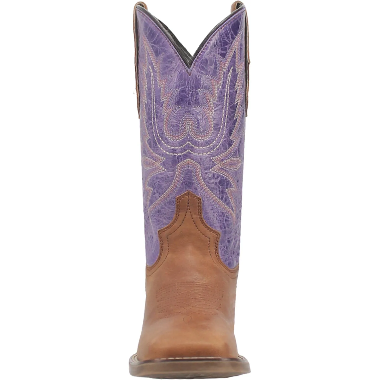 Laredo Womens Mara Tan/Purple Leather Cowboy Boots 7.5 M