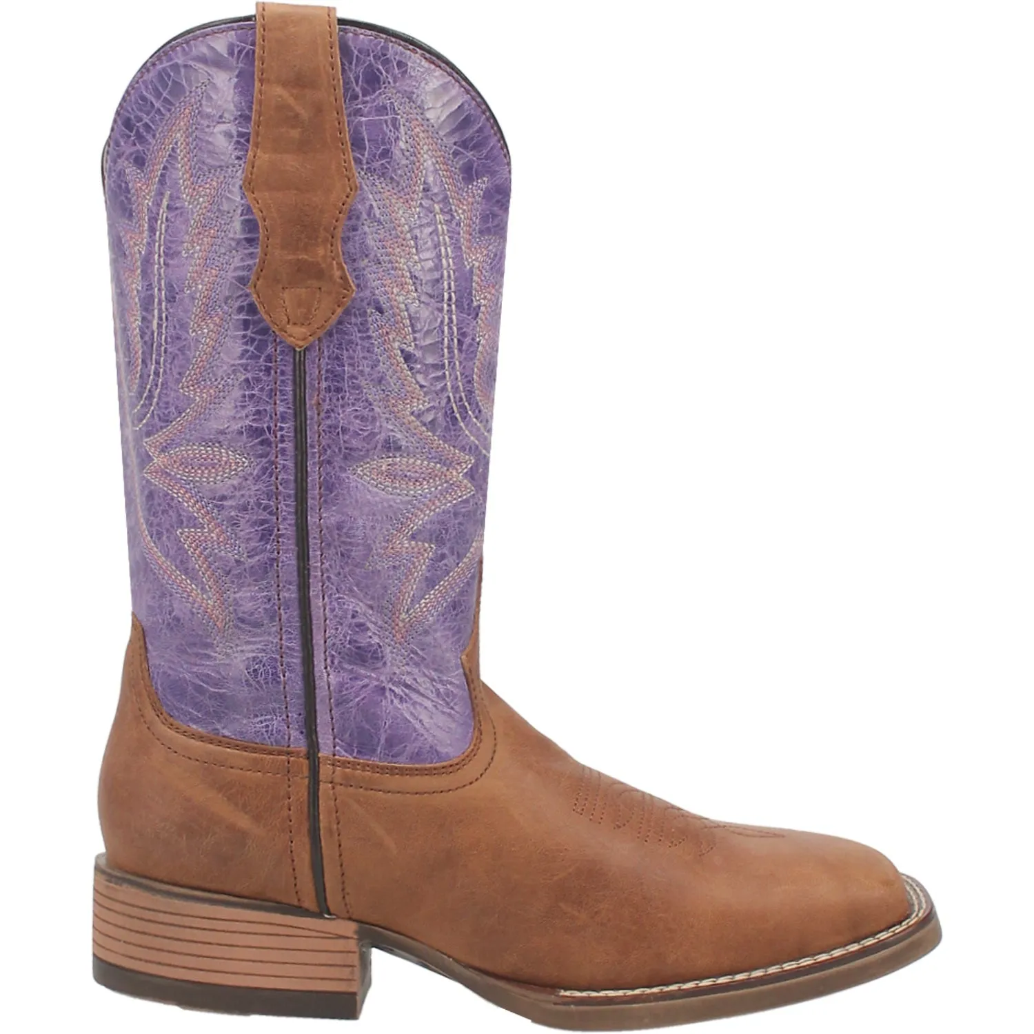 Laredo Womens Mara Tan/Purple Leather Cowboy Boots 7.5 M