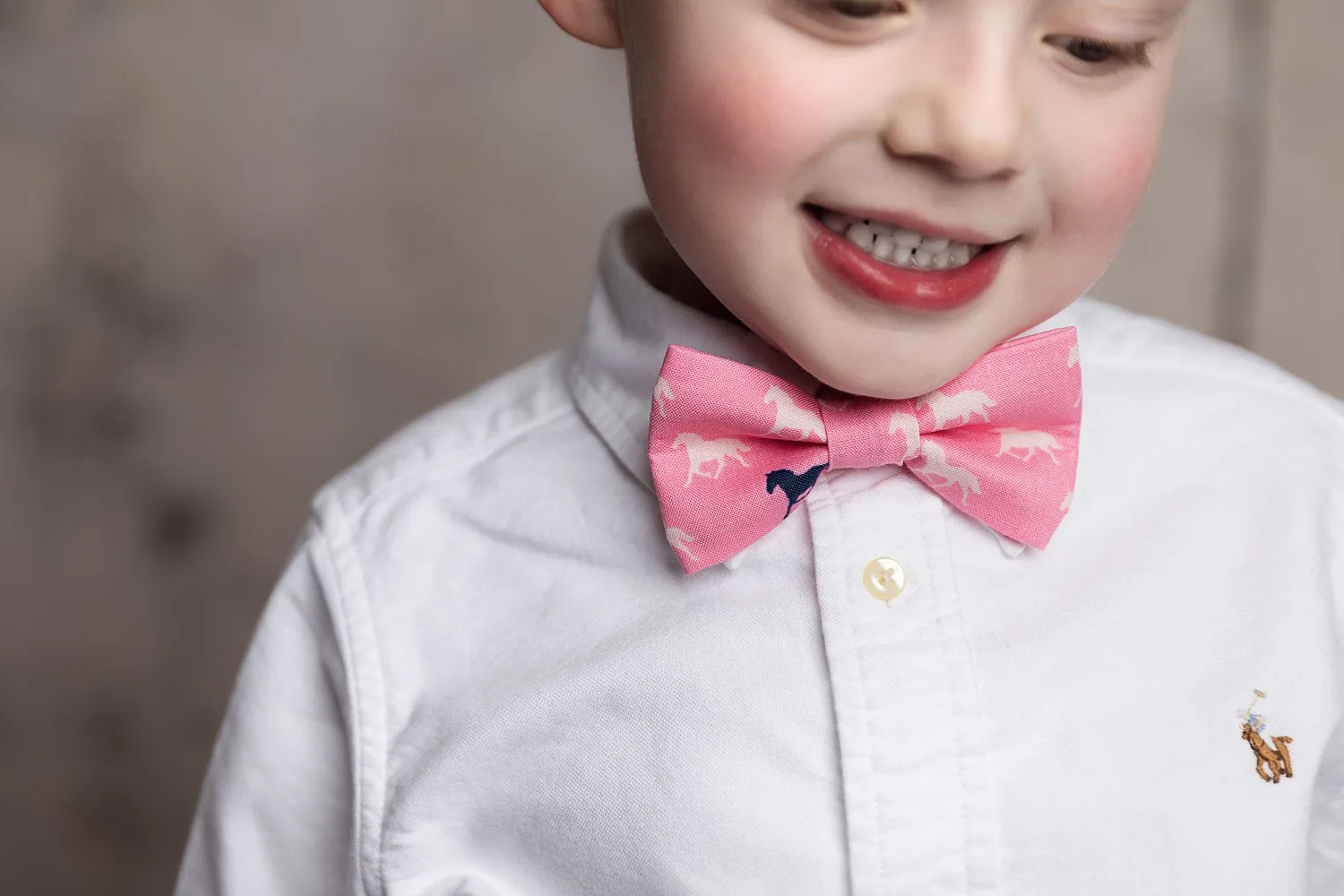 Navy on Blue Horses Bow Tie