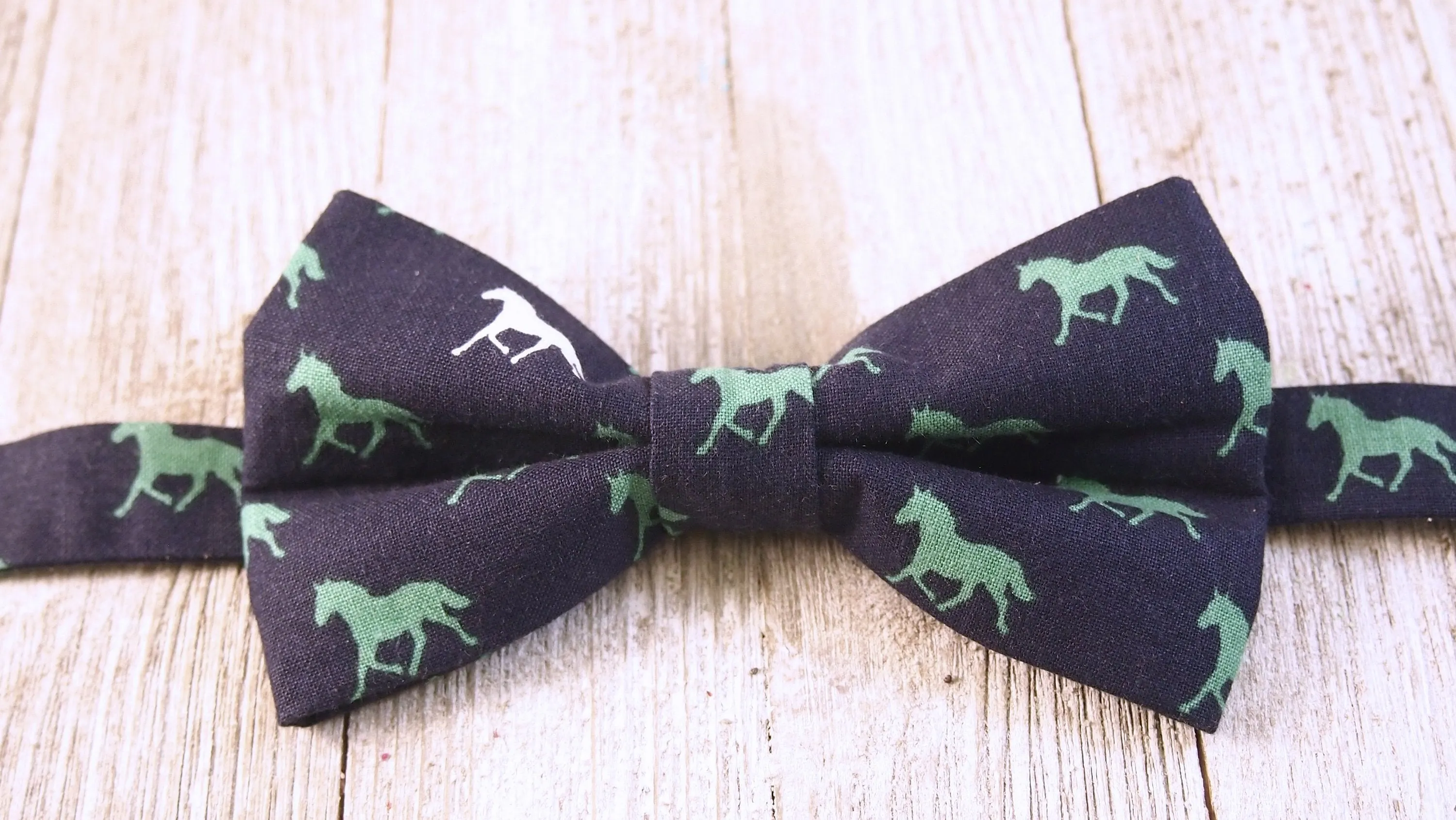 Navy on Blue Horses Bow Tie