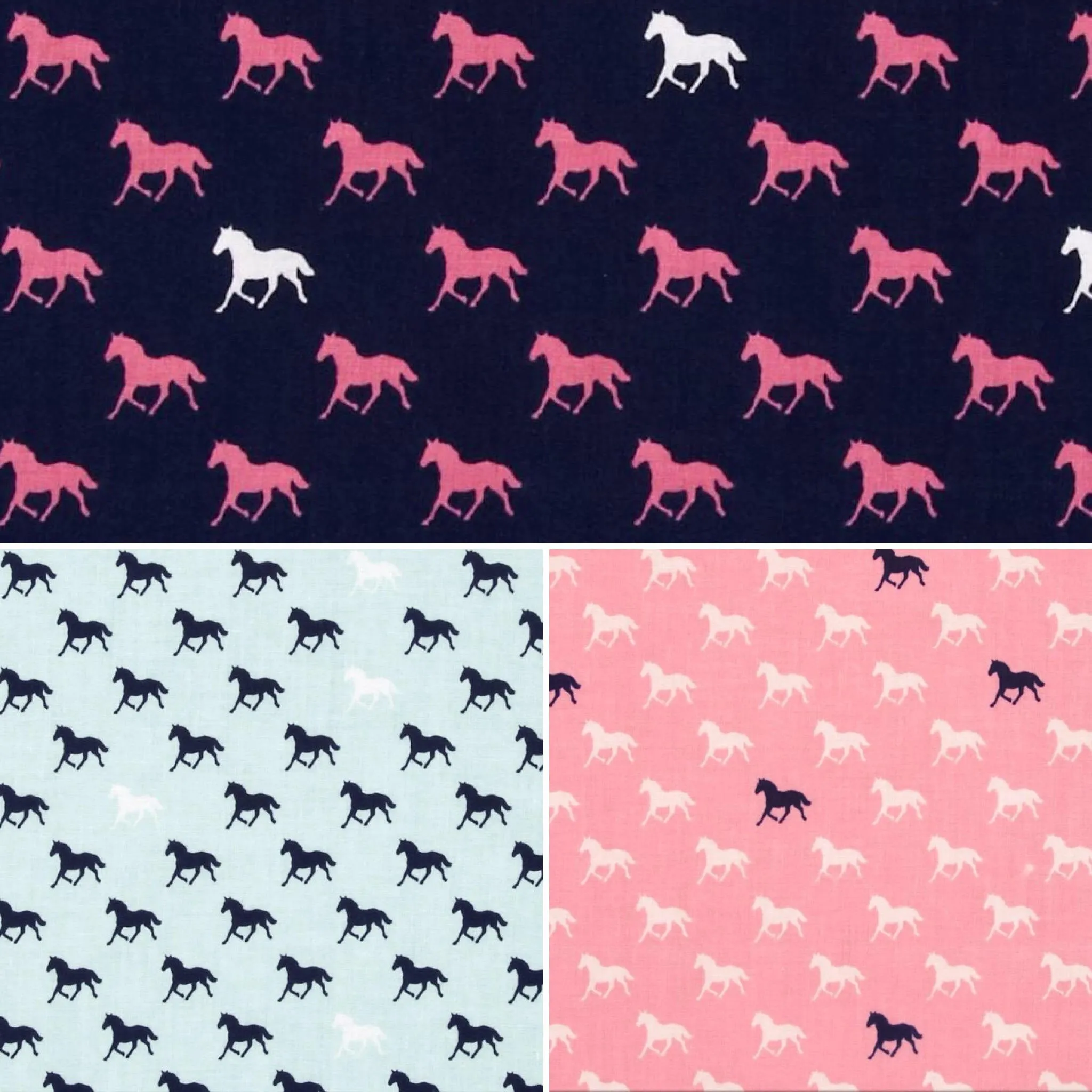 Navy on Blue Horses Bow Tie