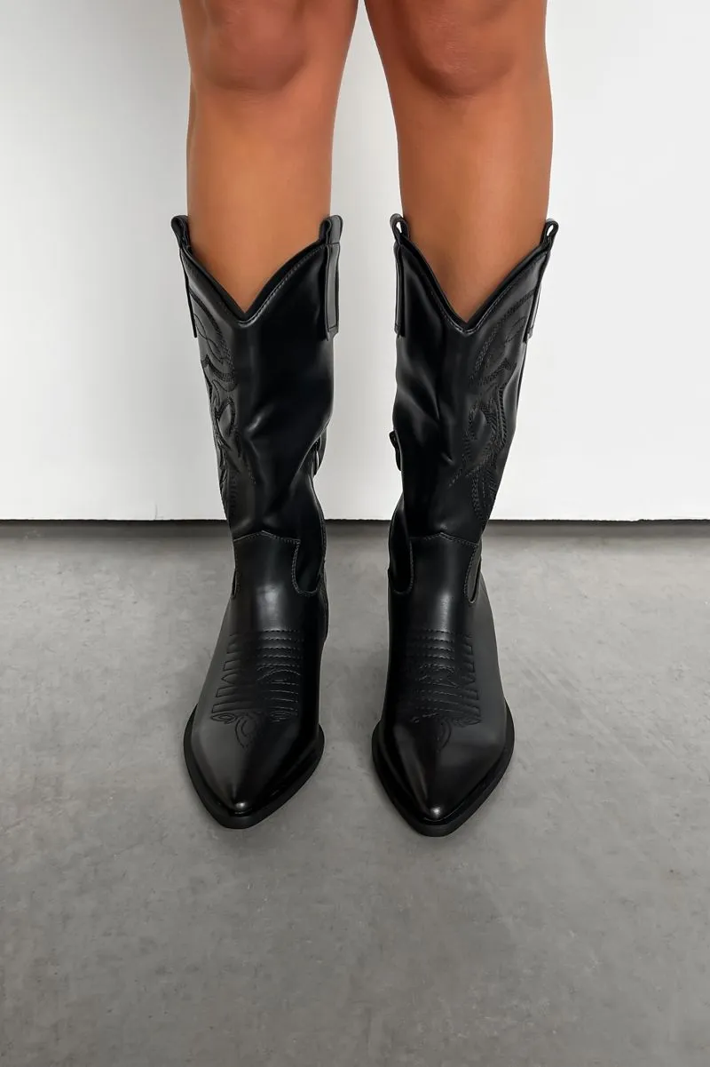 NEVADA Cowboy Western Boots - Black PU