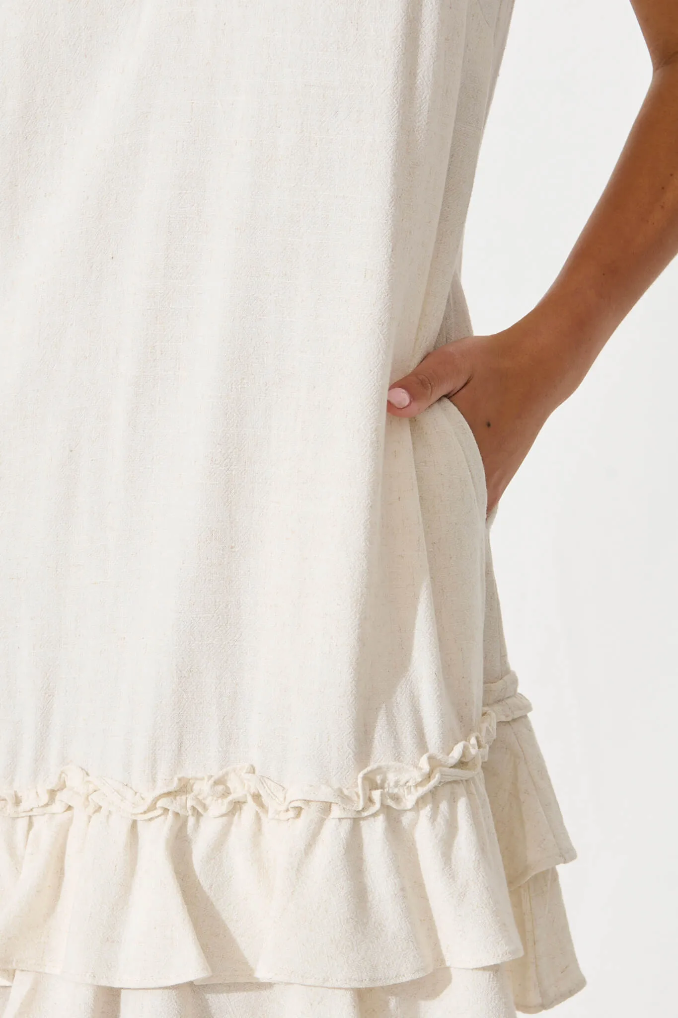 Oatmeal Linen Blend Dress - Aubrielle
