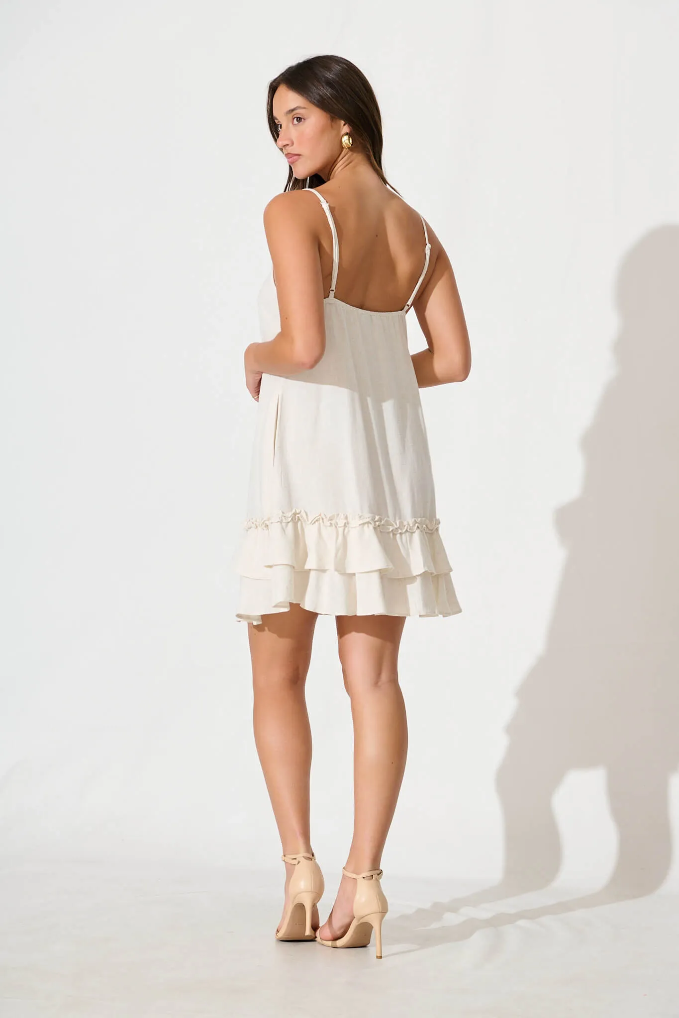 Oatmeal Linen Blend Dress - Aubrielle
