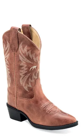 Old West Children Girls Western Cactus Pink Leather Cowboy Boots 1 D